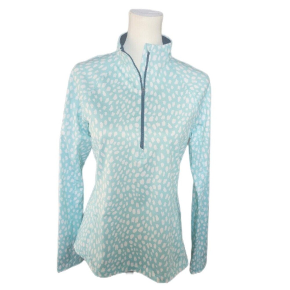Vineyard Vines Performance Aqua Green Quater Zip Long Sleeved Sweatshirt, S